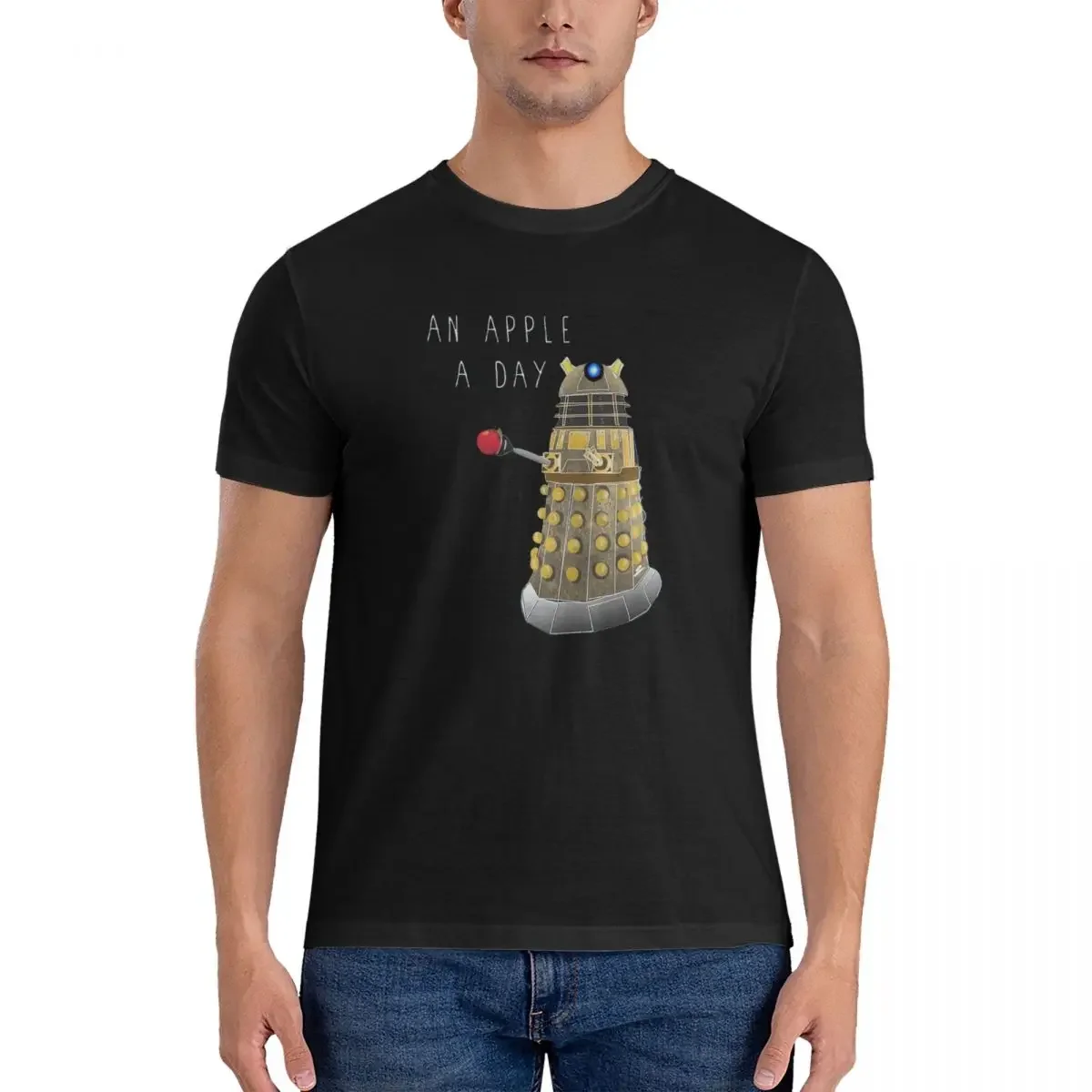 Футболка мужская оверсайз с круглым вырезом, из 100% хлопка, с надписью «An Apple A Day Keep The Doctor Away»