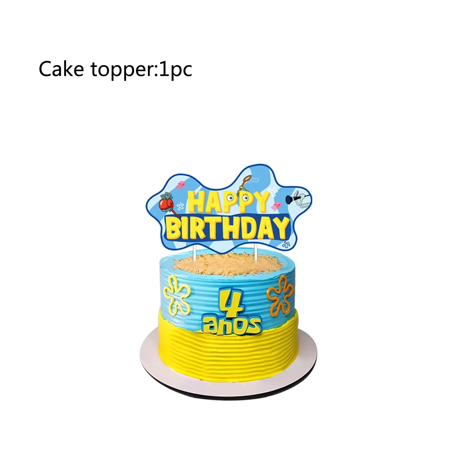 Cartoon Spongebob Geburtstagsparty Dekoration Einweg-Tischgeschirr Becher Teller Servietten Ballon Hintergrund für Kinderparty-Zubehör – Detail 7