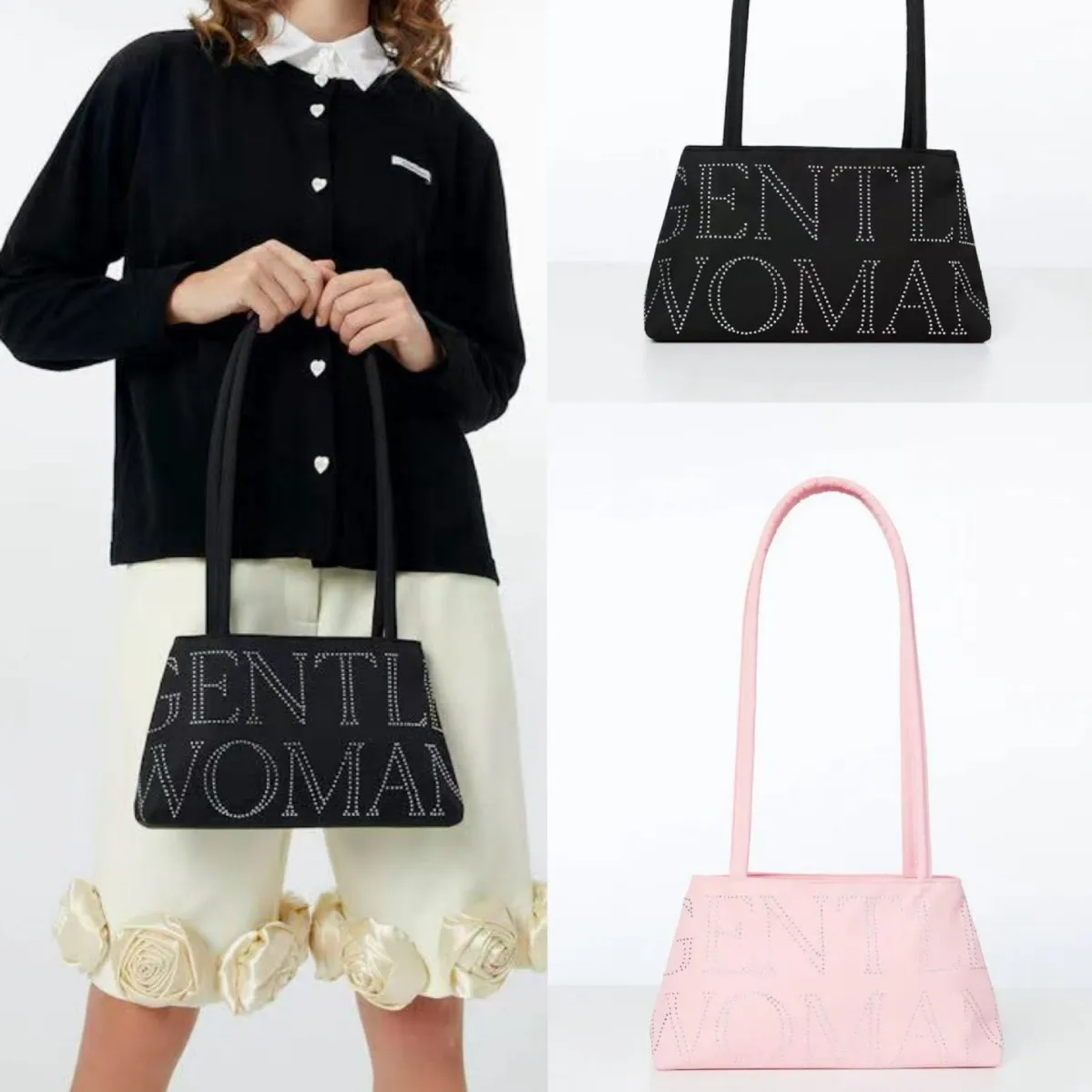 GEETLE WOMAN Thailand 2025 new satin letters embroidery line shoulder bag fashion hundred shoulder handheld underarm bag