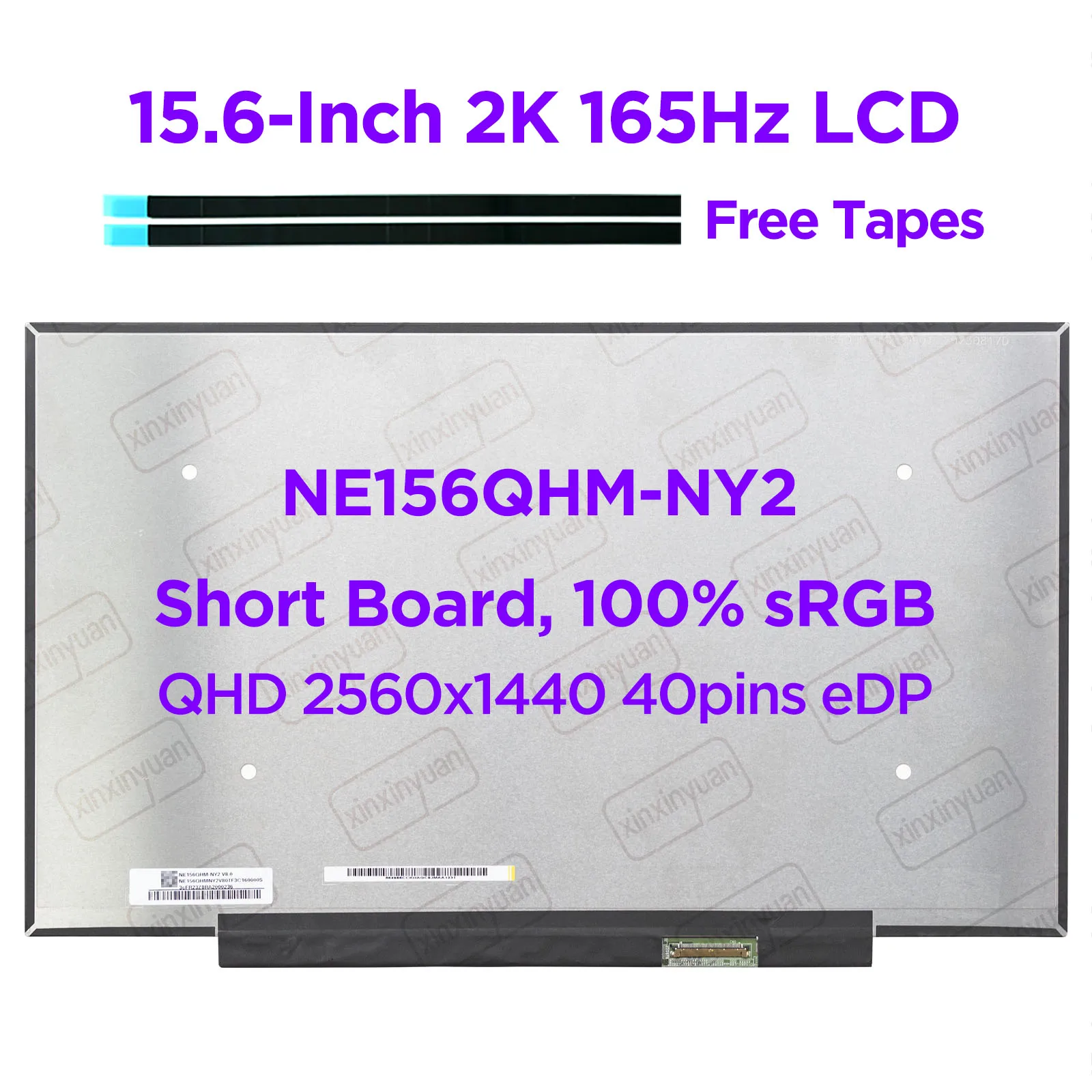 15.6-Inch 2K 165Hz Laptop LCD Screen NE156QHM-NY2 WQHD 2560x1440 165Hz Short PCD Board Display Panel Replacement 40pins eDP