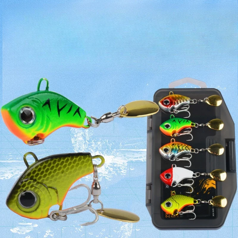 

5pcs Rotating Metal VIB5g7g10g-30g Vib ration Bait Spinner Spoon Fishing Lures Jigs Trout Winter Fishing Hard Baits Tackle Pesca