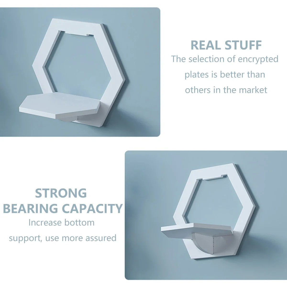3Pcs Hexagon Wall Shelf Punch Free Bedside Wall Display Stand Wall Mounted Organizer Flower Pot Holder Tv Background Home Decor