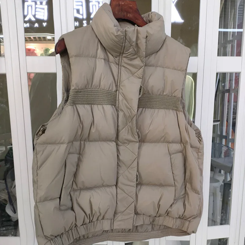 

New Autumn Winter Thicken Down Waistcoat Jacket Women Warm Oversize White Duck Down Vest Female Short Sleeveless Loose Tank Coat