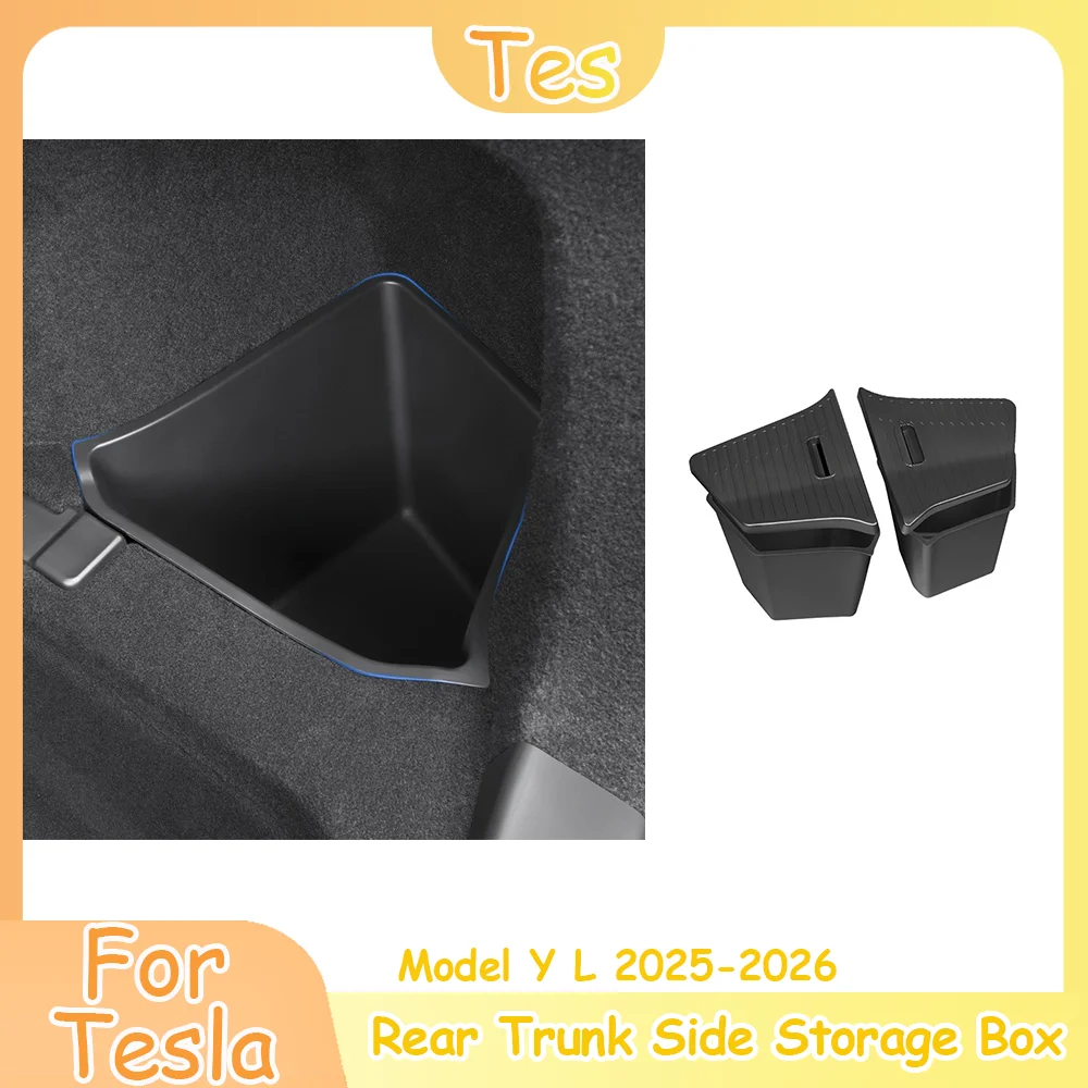 Rear Trunk Side Storage Box Trunk Bins TPE Cover For Tesla New Model Y L 2025 2026 Trunk Organizer Car Interior Accessories