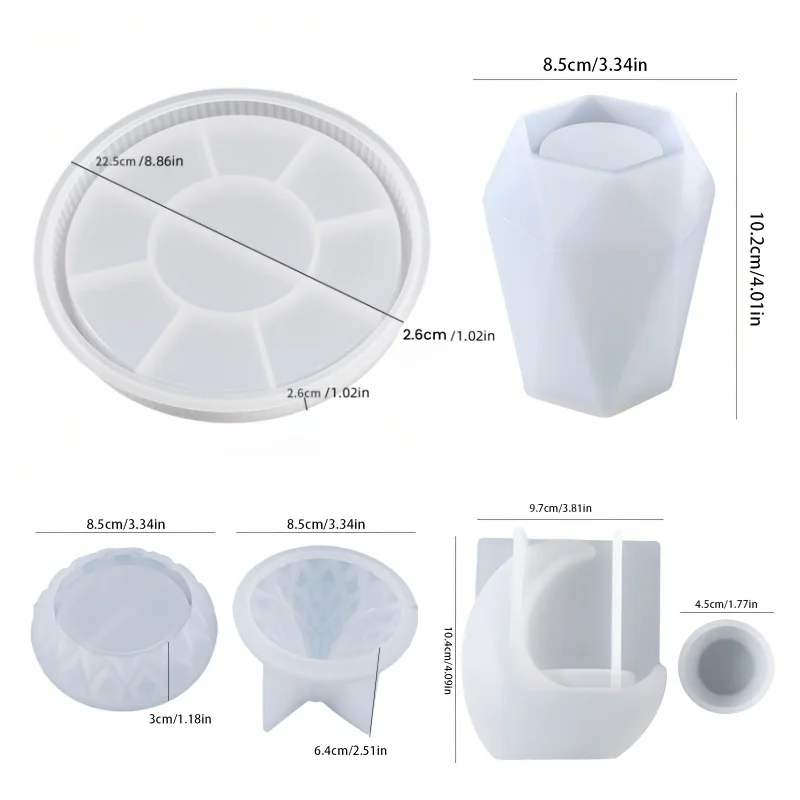 DIY Striped Circular Cut Vase Moon Candle Water Droplet Shaped Storage Box Ornament Resin Silicone Mold Handicrafts Decoration