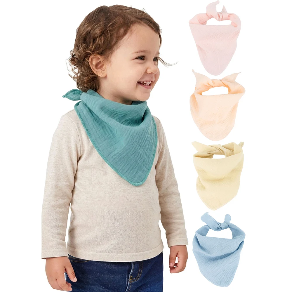 3PCS/set Cotton Gauze Baby Triangle Scarf Pure Color Autumn Winter Infant Girls Bibs Scarf Baby Boys Scarf Toddler Burp Cloths