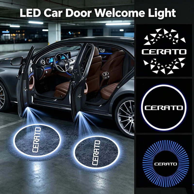 2PCS Car Door Welcome Projector Light LED Ghost Shadow Lamp for KIA CERATO 2005-2012 2006 2007 2008 2009 Logo Auto Decoration