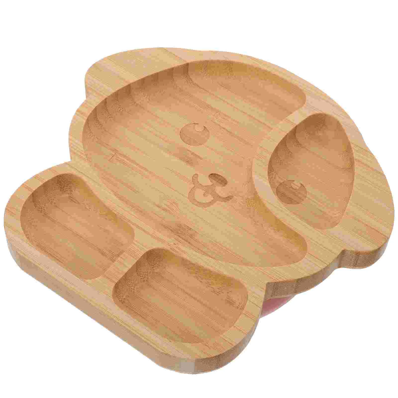 Coffee Table Tray Baby Cutlery Set Divided Plates Cuisine Silica Gel Wood Food Trays