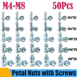 50x Jack Nuts Screw M4 - M8 Rivet Nuts Bolt Anchor Petal Expansion Plugs for License Curtain Expansion Clamp Lock Nut Board Wall