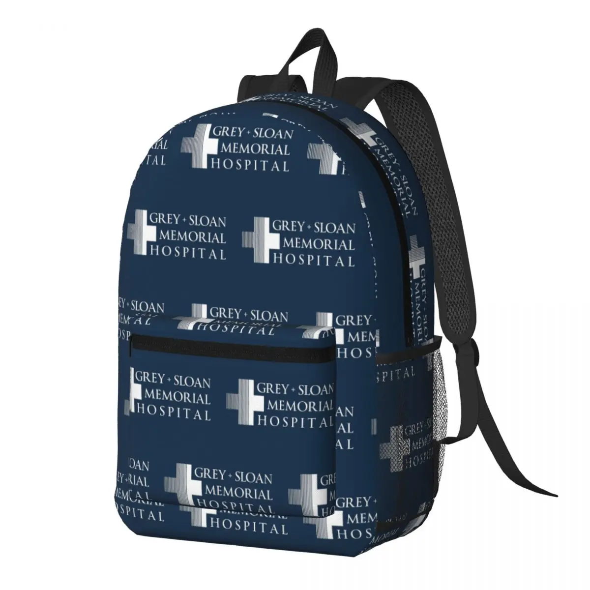 Grey + Sloan Memorial Hospital Logo White Print Backpack Daypack Boys Girls BookBag School Bag Shoulder Bags for Men Women
