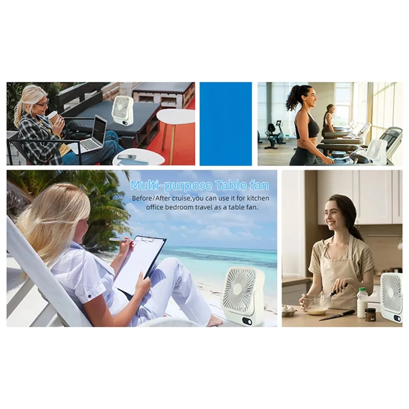 TTKK-للسفر مروحة مغناطيسية محمولة لسفينة كروز مع بطارية USB قابلة لإعادة الشحن بقدرة 5000 مللي أمبير في الساعة - مكتب العمل والمطبخ وغرفة القيادة Wh