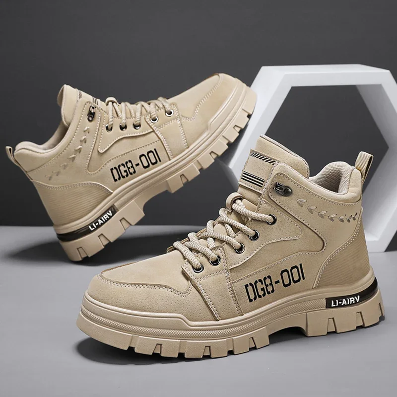 

Leather Men Ankle Boots Fashion comfortable Men Sneakers Luxury British style High Top Shoes Men Platform Casual Shoes