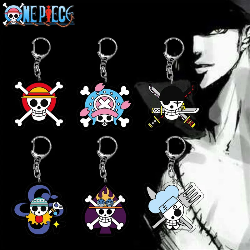 

Anime One Piece Skull Logo Luffy Keychain Character Two-dimensional Cartoon Acrylic Pendant School Bag Accessories
