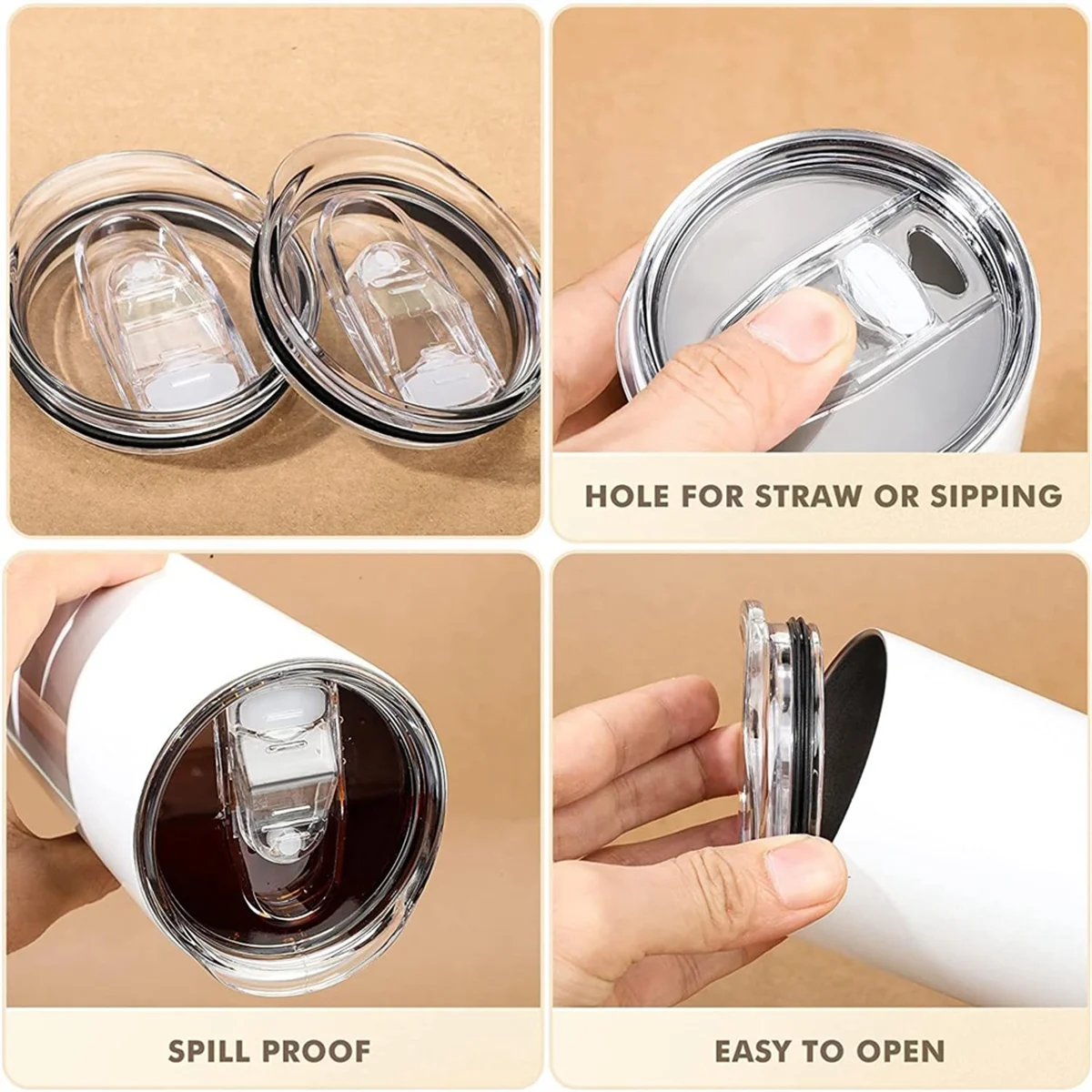 20 Oz Skinny Replacement Lids Tumbler Replacement Lids Plastic Splash Resistant Lids Covers Spill Proof Skinny
