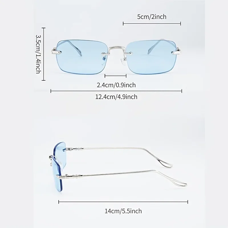 Modische Retro-Quadrat-Unisex-Sonnenbrille ohne Rahmen, UV-Schutz, Street-Style, vielseitiges Schlankheitsdesign für Männer und Frauen – Detail 6