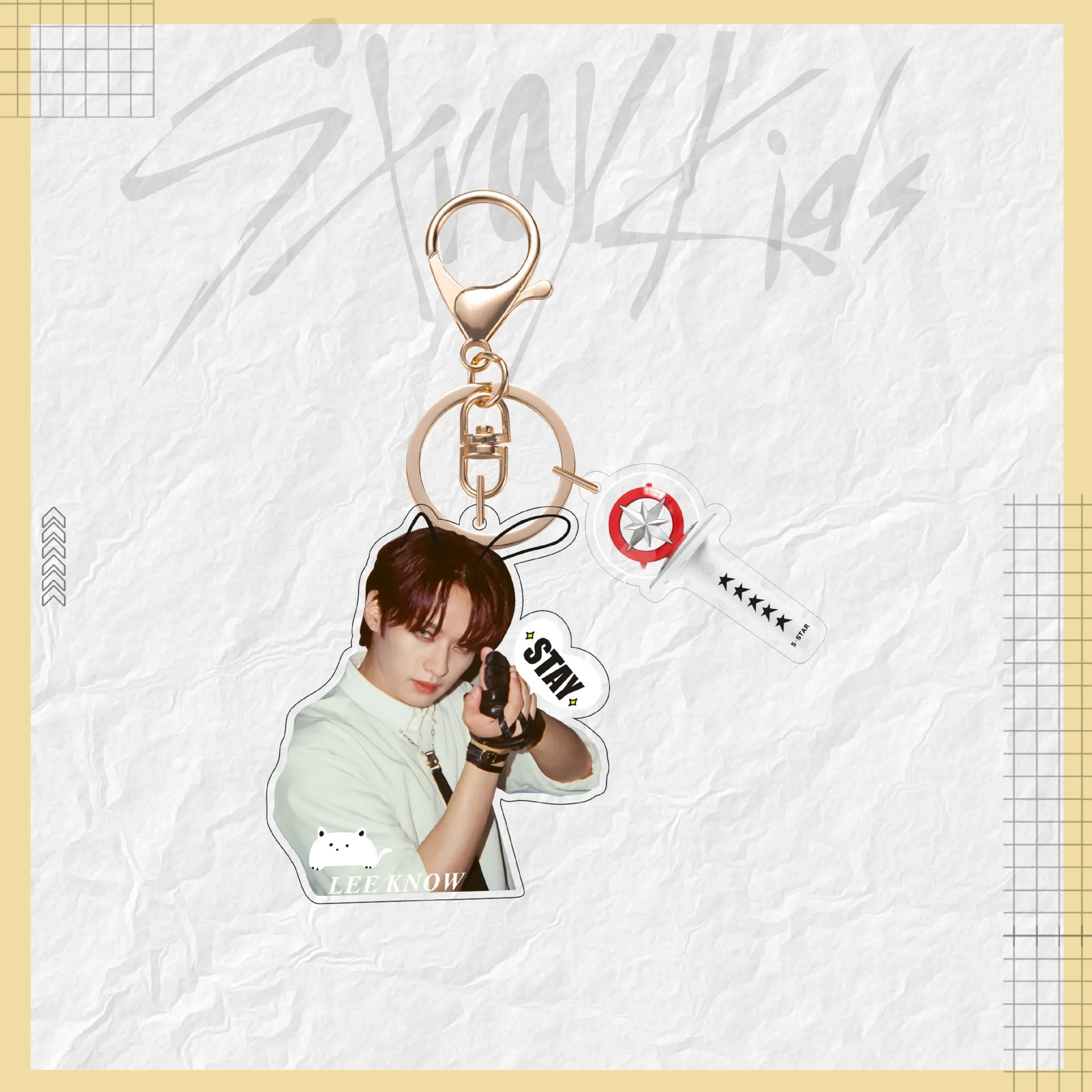 Straykids Cartoon Acrylic Card Picture Frame Keychain Accessories Star Jewelry Friends Girl Gift Key Ring Pendant Bag Charms