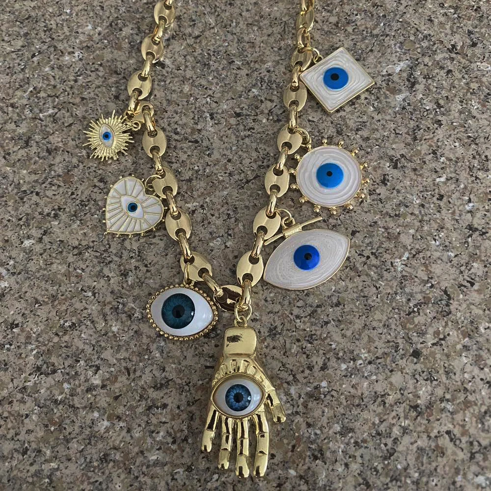 Vintage Zircon Turkish Evil Eye Necklaces for Women enamel Evil Eye charms Necklace Christmas Party Jewelry Gift collier femme