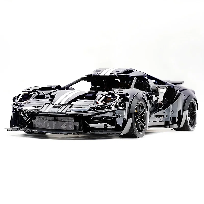 MOC T5042D 1:8 techniczne czarne poszycie Super samochód sportowy Hypercar Model klocki klocki Puzzle zabawki świąteczne prezenty dla dzieci