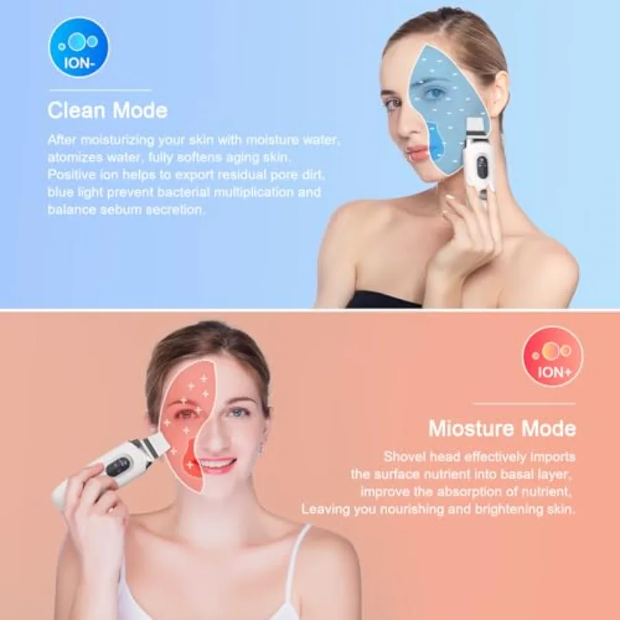 เครื่องขัดผิว Face Skin Spatula ไม้พายขัดผิวหน้า Black Remover เครื่องมือ 4 โหมดจอแสดงผล LCD กันน้ํา