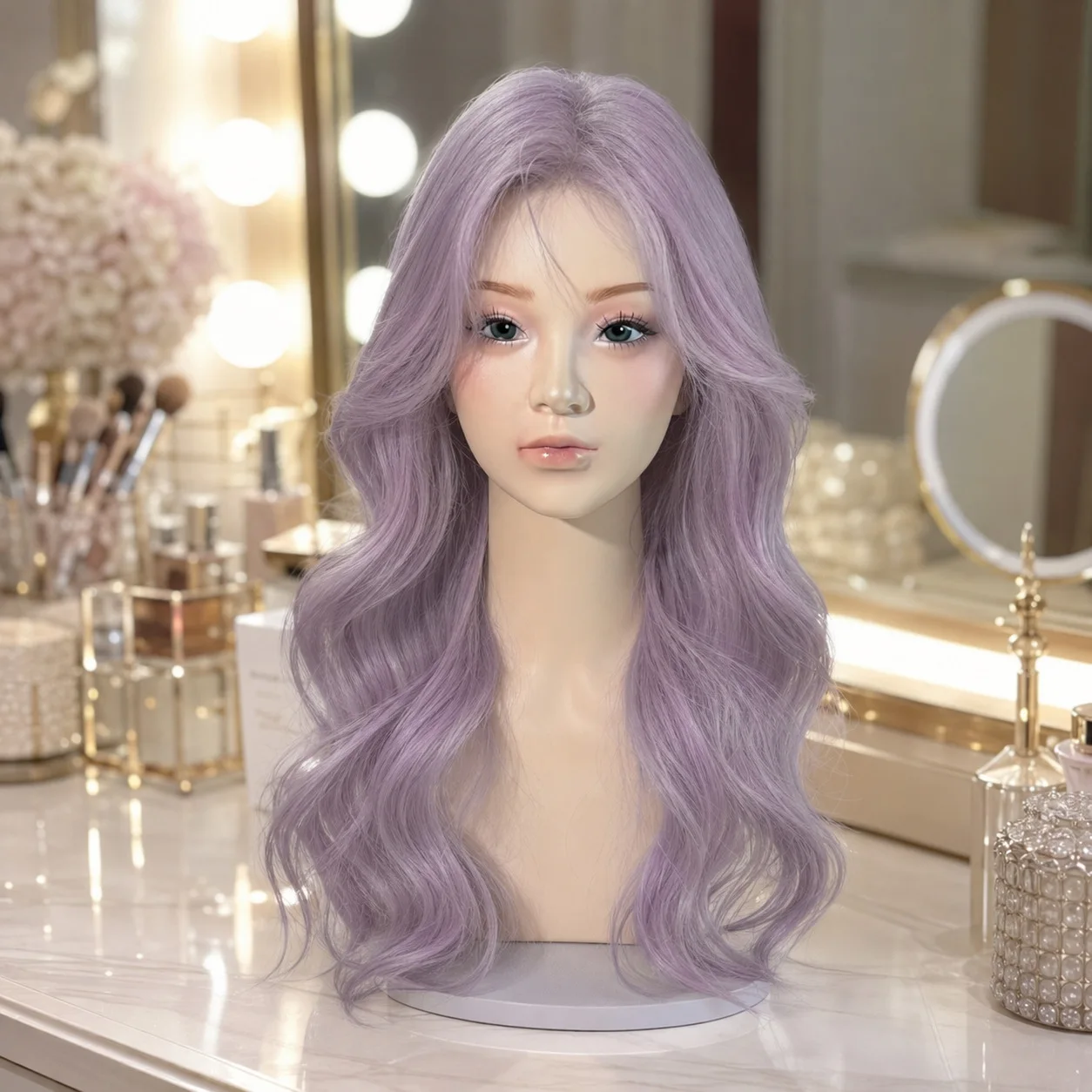 メイクアップコスプレウィッグ用マネキンヘッド（耳穴付き）、アニメシミュレーションモデル（つけまつげ＆口紅付き）、ウィッグ用ディスプレイ小道具