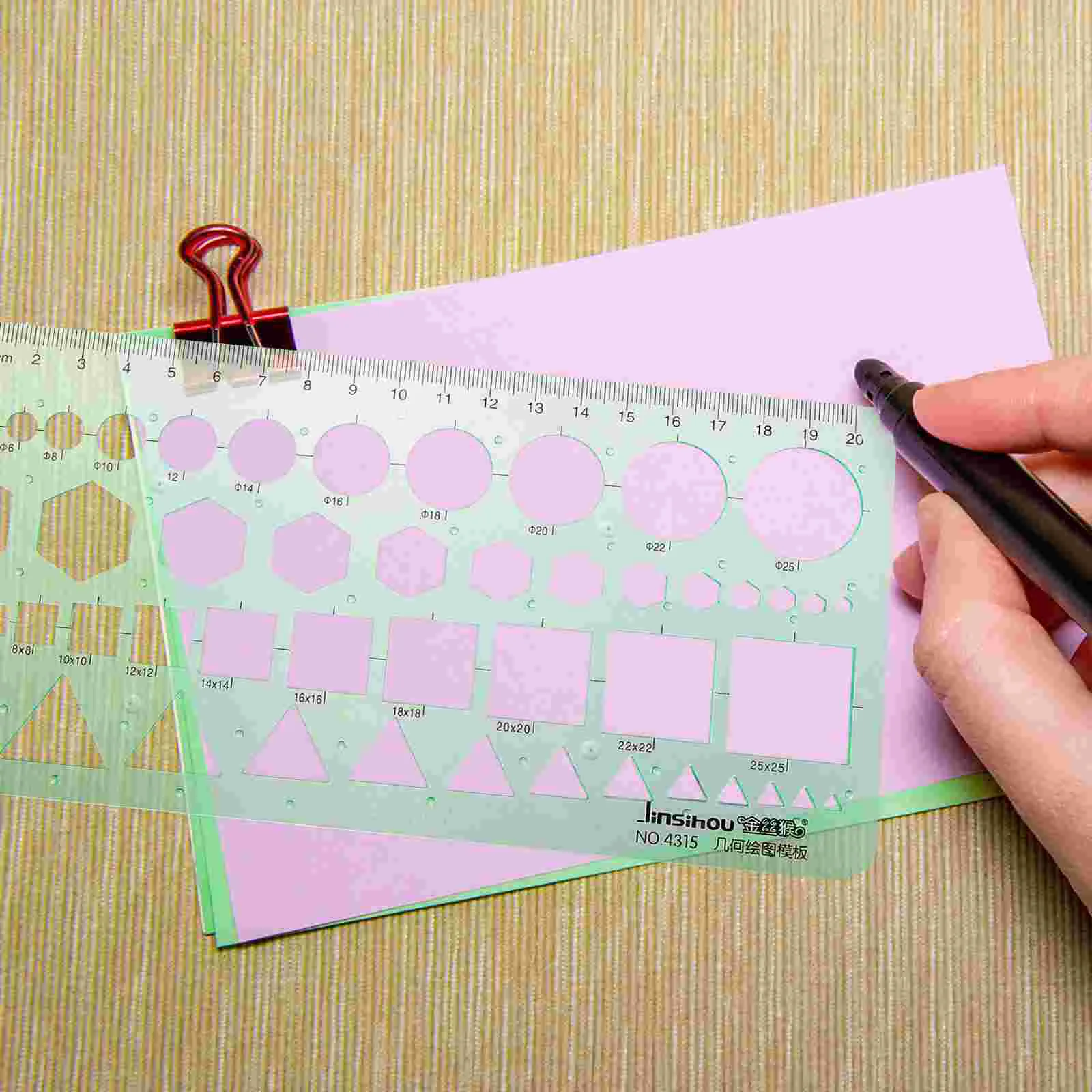 2 Pcs Technical Drawing Equipment Geometry Measurement Template Drafting Tools DIY Geometric Rulers Hollow Out Supplies