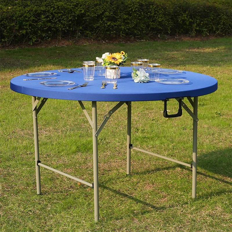 Round Picnic Table Cloth Wedding Solid Color Elastic Fitted Table Covers for Outdoor Camping Wedding Banquet Party Dining Tables