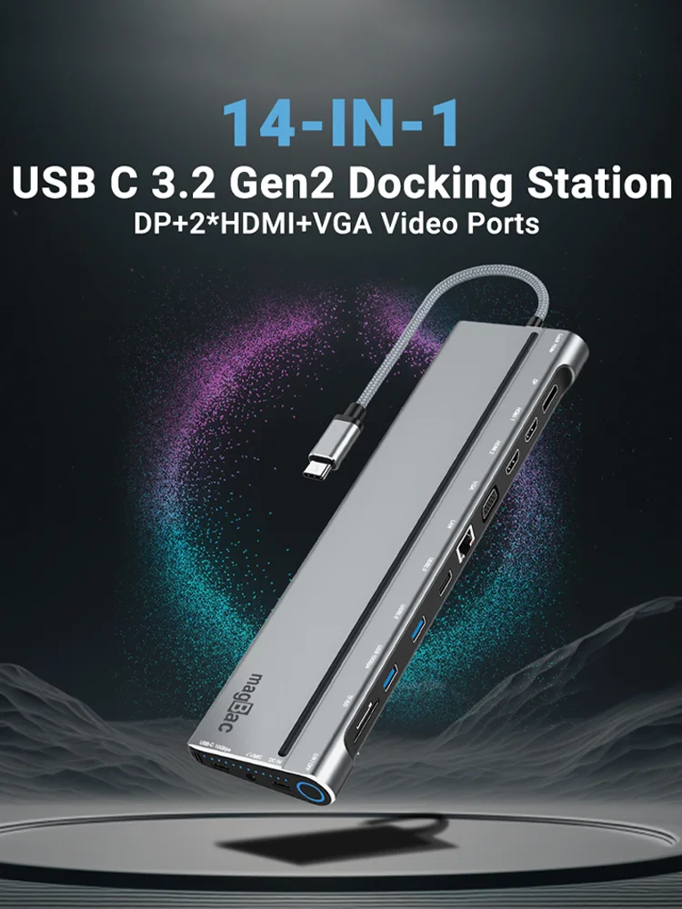 Dual HDMI Docking Station USB C VGA RJ45 Displayport 4K 60Hz SD TF Card Reader 100W PD USB type c hub For Macbook Pro/Air Dell