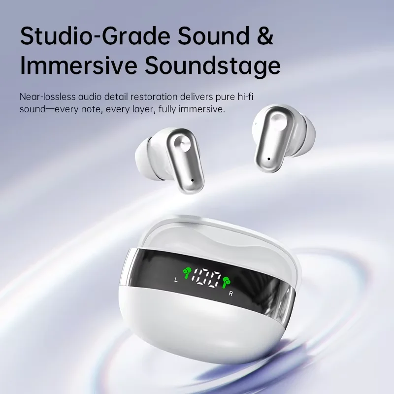 MINI550-Wireless Headphones, High-Fidelity Stereo Headphones, with Noise Cancellation Feature and LED Display, Mini Headphones