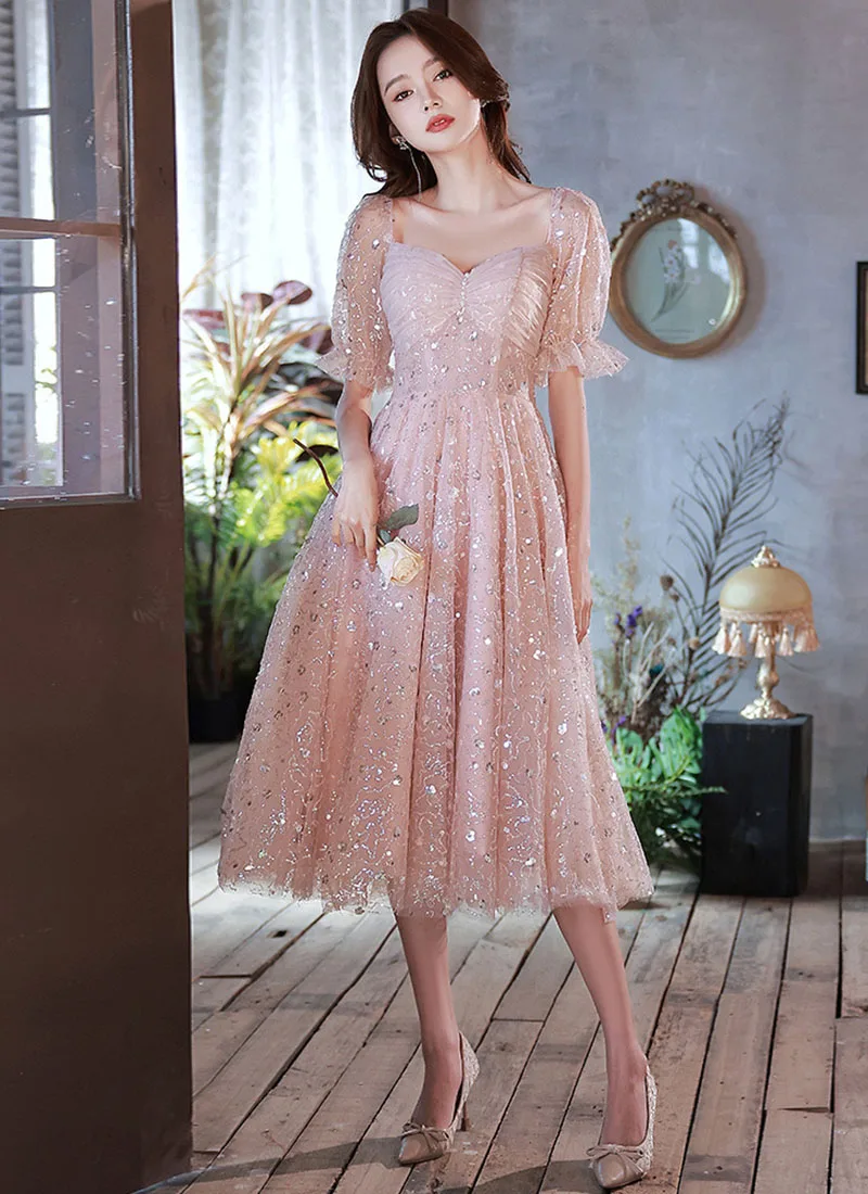 DongCMY Little Dress Ladies Banquet Temperament Graduation Dress 2024 New Pink Birthday Princess Sweet Evening Dresses