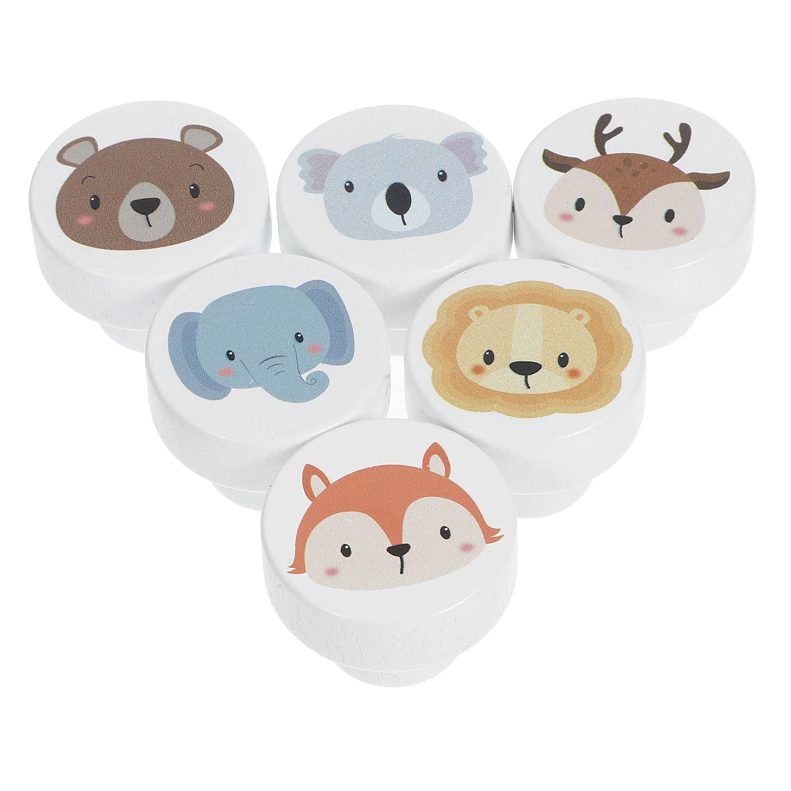 

6Pcs Wooden Cabinet Knobs Animal Pattern Handles For Dressers Cute Decorative Drawer Pulls Kids Room Furniture
