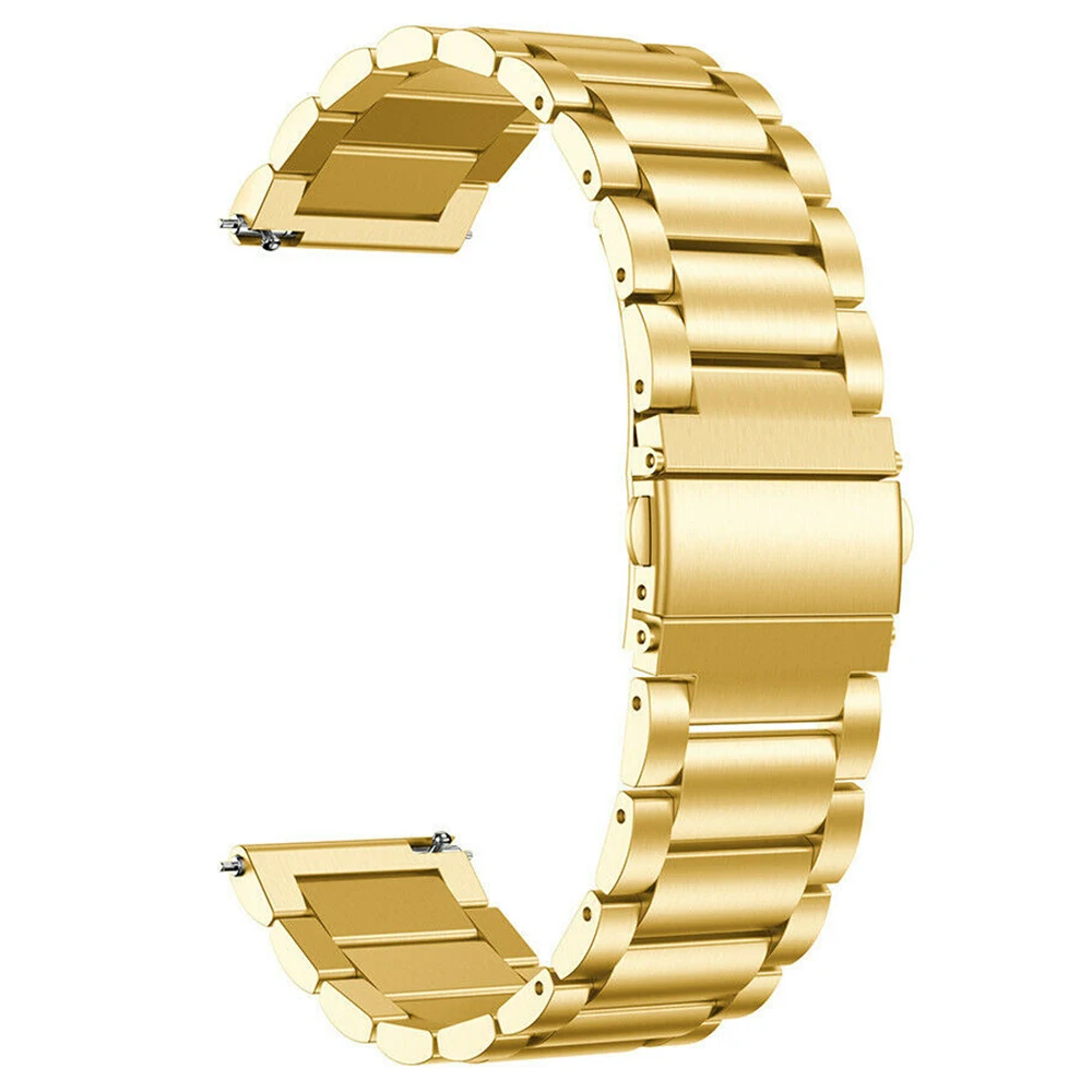 

For Huami Amazfit Bip 5 Stainless Steel Watch Strap 22mm Bracelet Band - Gold