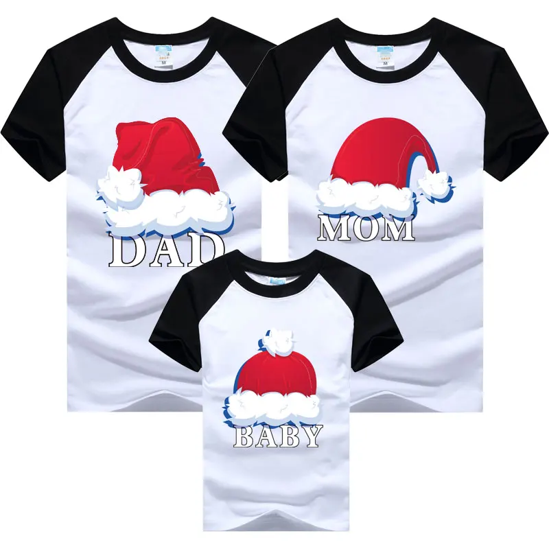 

New Year Girls Boy Mom Dad T-shirt Christmas Family Matching T-shirt Cotton Short Sleeve Cartoon Print Mother Daughter Clothes