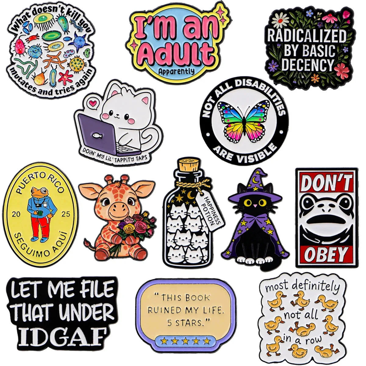 Animals Series Enamel Pins Flowers Tortoise Metal Brooch Backpack Collar Badges Fashion Jewelry Collection Gifts