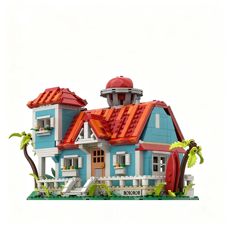 305ピース-moc-ディズニースティッチハウス-エンクロージャー-モデルビルディングブロック-クリスマスギフトコレクション-クリエイティブ3dブリックディスプレイ-組み立て式
