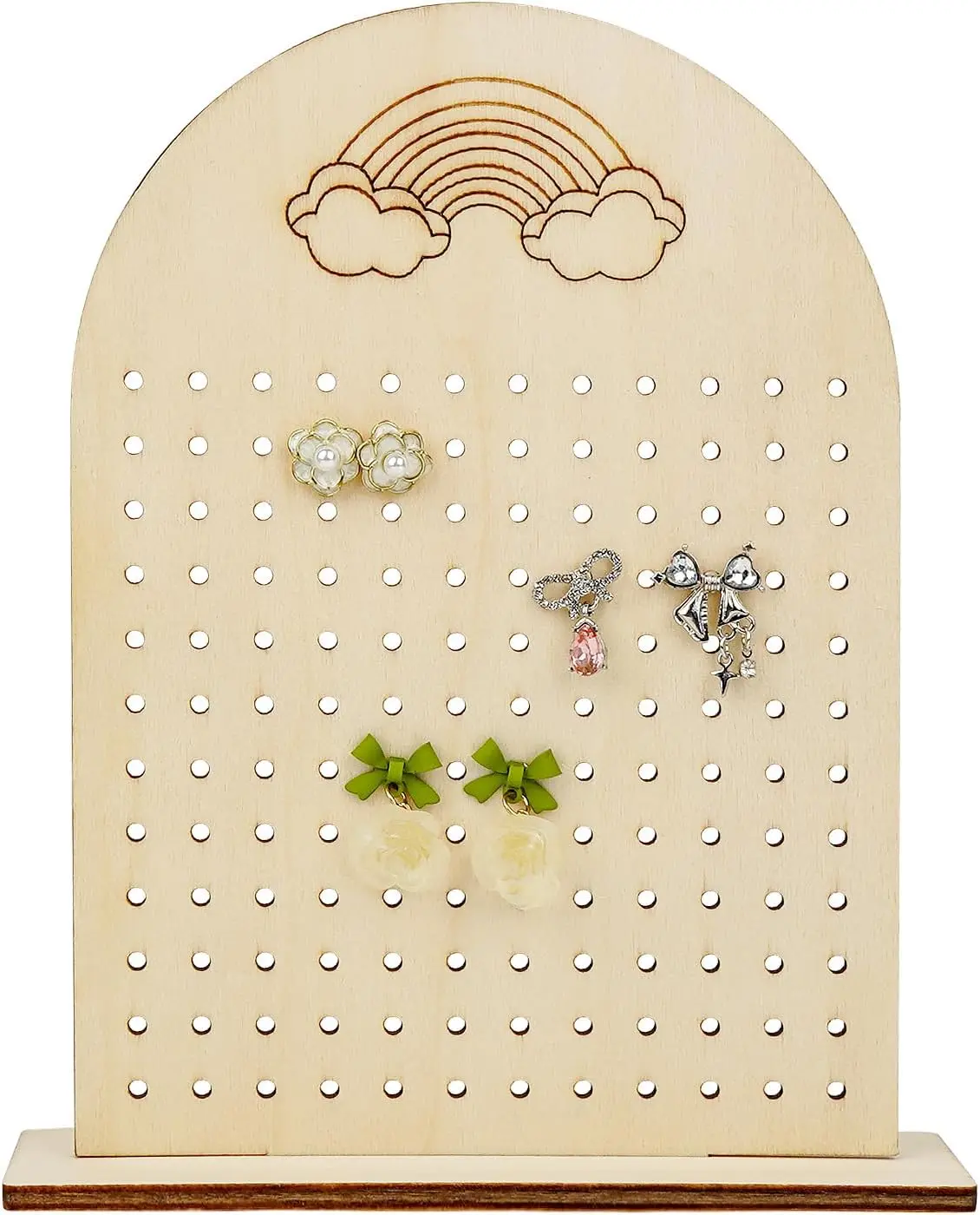 

1pcs 144 Holes Earring Holder Wood Earring Stands with Base Hanger Board Stud Stand Organizer Brooch Pegboard Shlef Household
