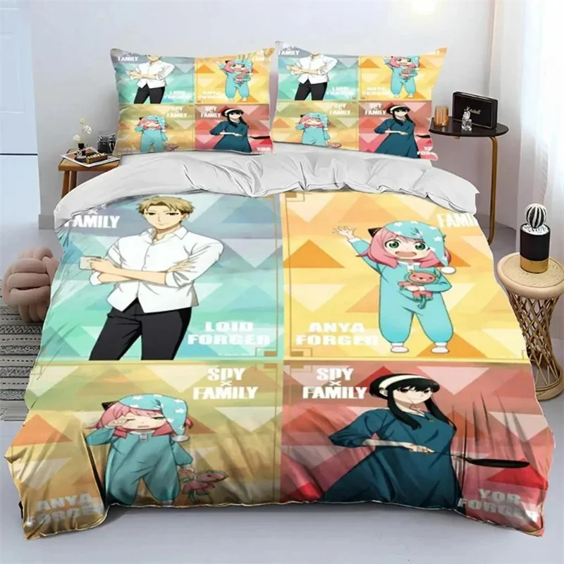 Anime SPY×FAMILY Anya All Season Duvet Cover Bedding Comforter sets Soft Quilt Cover and Pillowcases Single/Double/Queen/King