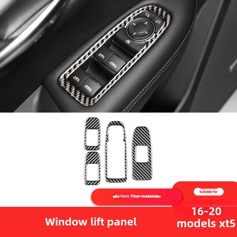 

Carbon fiber window lift panel decorative sticker for Cadillac XT5 interior modification