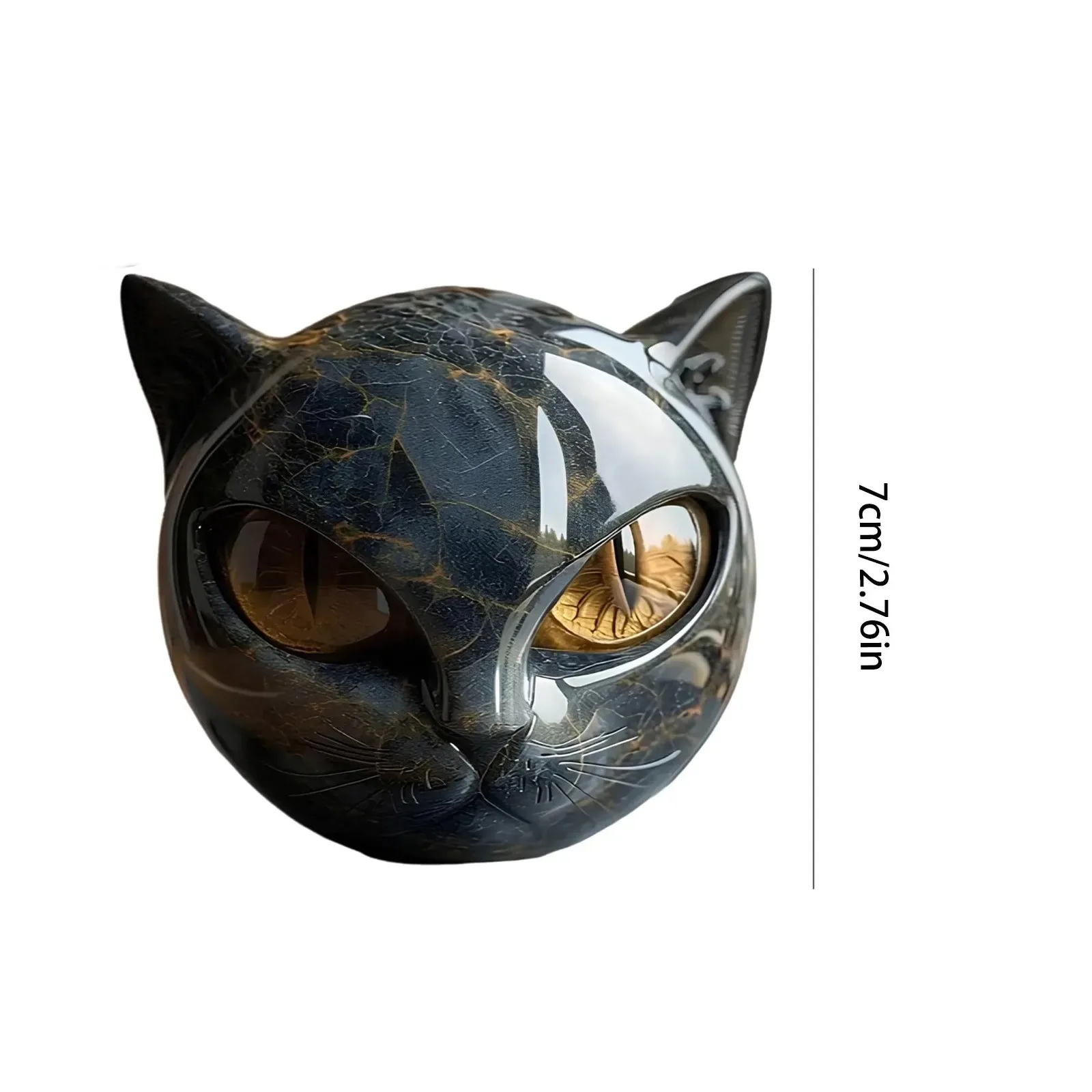 Decorative Black Cat Stone Figurine Resin Cat Head Healing Stone Marble Texture Cat Stone Keepsake Gift Office Desk Cats Decor view 5