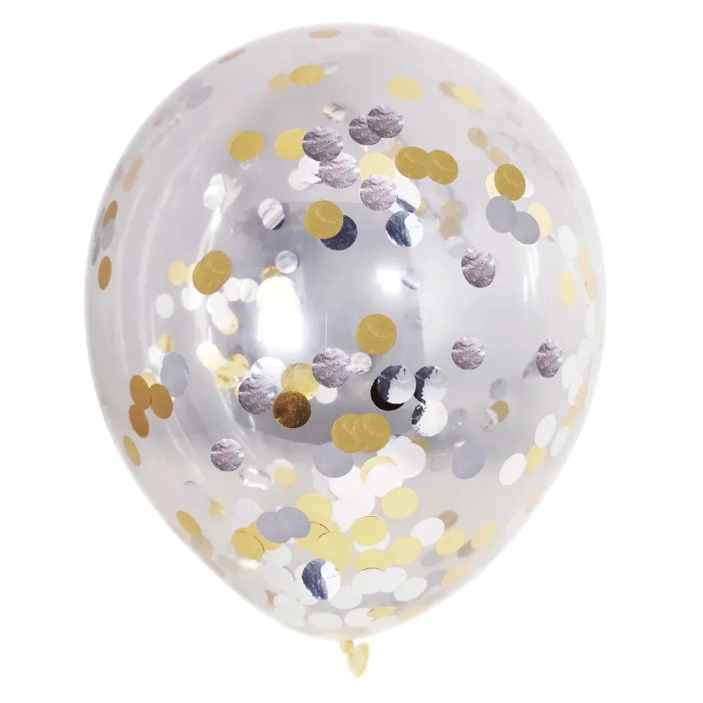 

12in. Birthday Party Gold & Silver Foil Confetti Balloons, 5 Counts