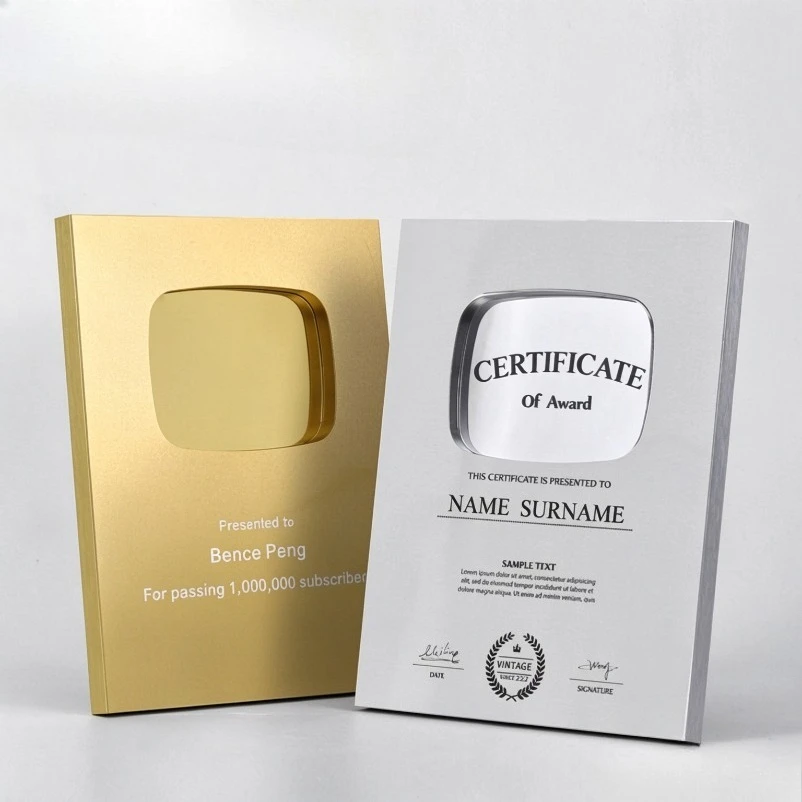 Custom Luxury Space Aluminum Plaque Honor Award Thank You Plate Authorization Certificate Custom Engraved Sign