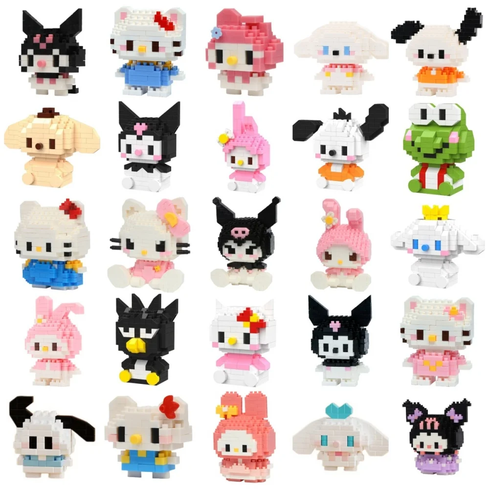 Sanrio Hello Kitty empalme bloque de construcción Cinnamoroll Mini bloques bloques Kuromi My Melody Cinnamoroll Pochacco Purin