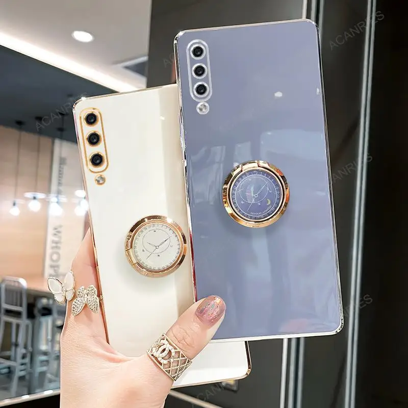 A50s A30s Luxury Plating Ring Holder Stand Case For Samsung Galaxy A50 A70 A7 2018 A30 A20s A10 A11 Silicone Back Cover A 50 70