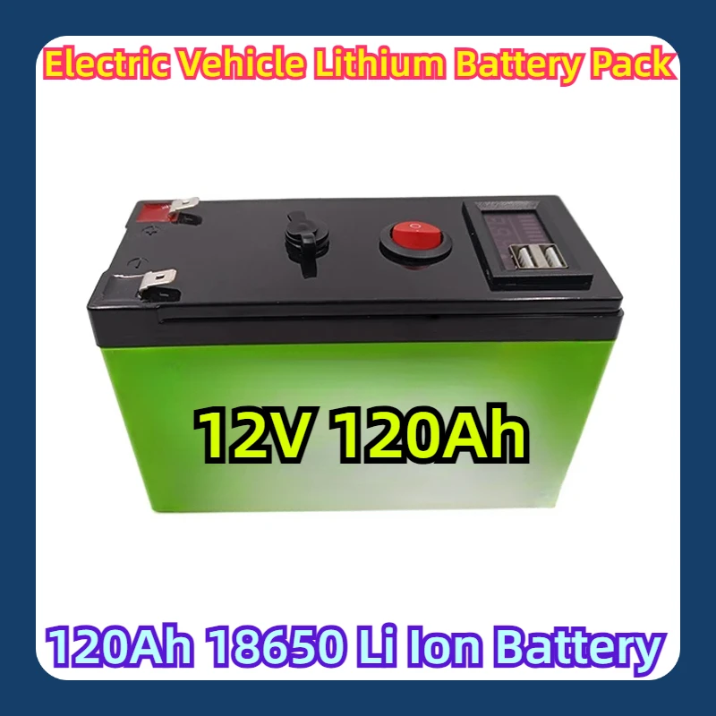 Electric Vehicle Lithium Battery Pack 12V 120Ah Built-in BMS 80A High Current 12v 120Ah 18650 Li Ion Battery