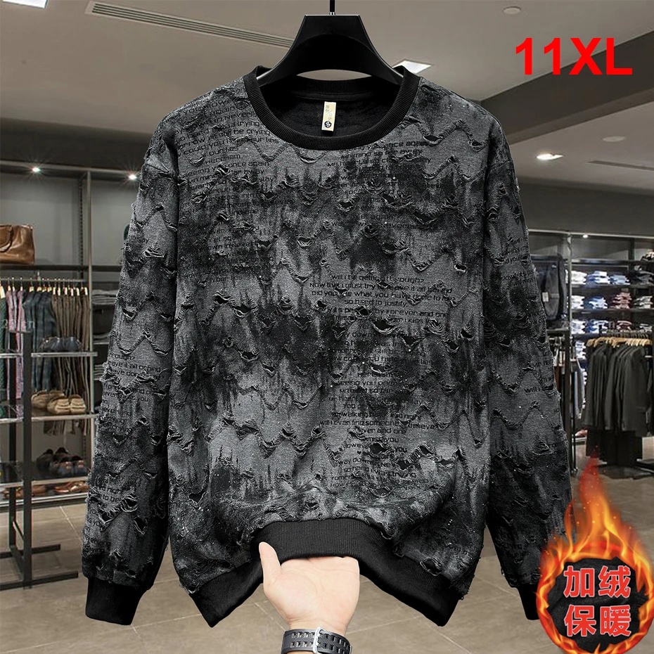 

Ripped Sweatshirt Men 10XL Plus Size Gradient Tie-dye Sweatshirts Spring Autumn Pullover Male Big Size 10XL