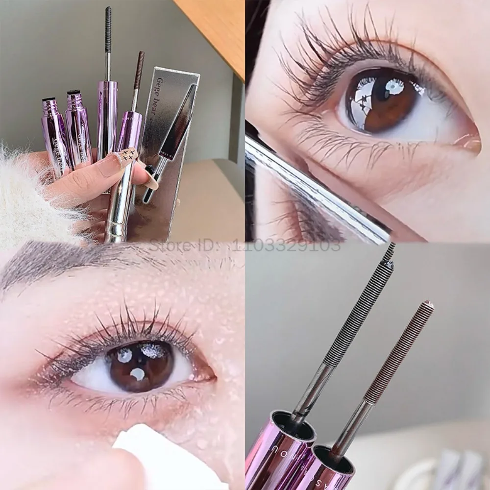 Mascara per ciglia impermeabile Trucco Fibra di seta Nero Marrone Mascara senza sbavature Estensione ciglia Allungamento spesso Ciglia cosmetiche