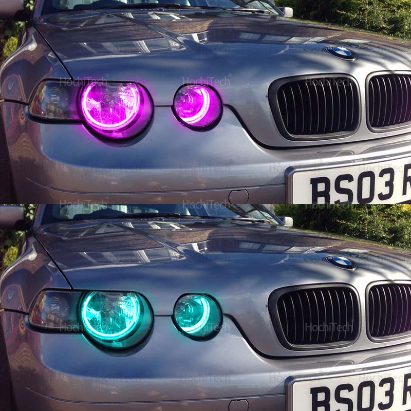 Remote Control Angel Eyes LED Cotton RGB 16-Color Headlight Ring Kit for BMW 3 Series E46 Compact 2001 2002 2003 2004 2005