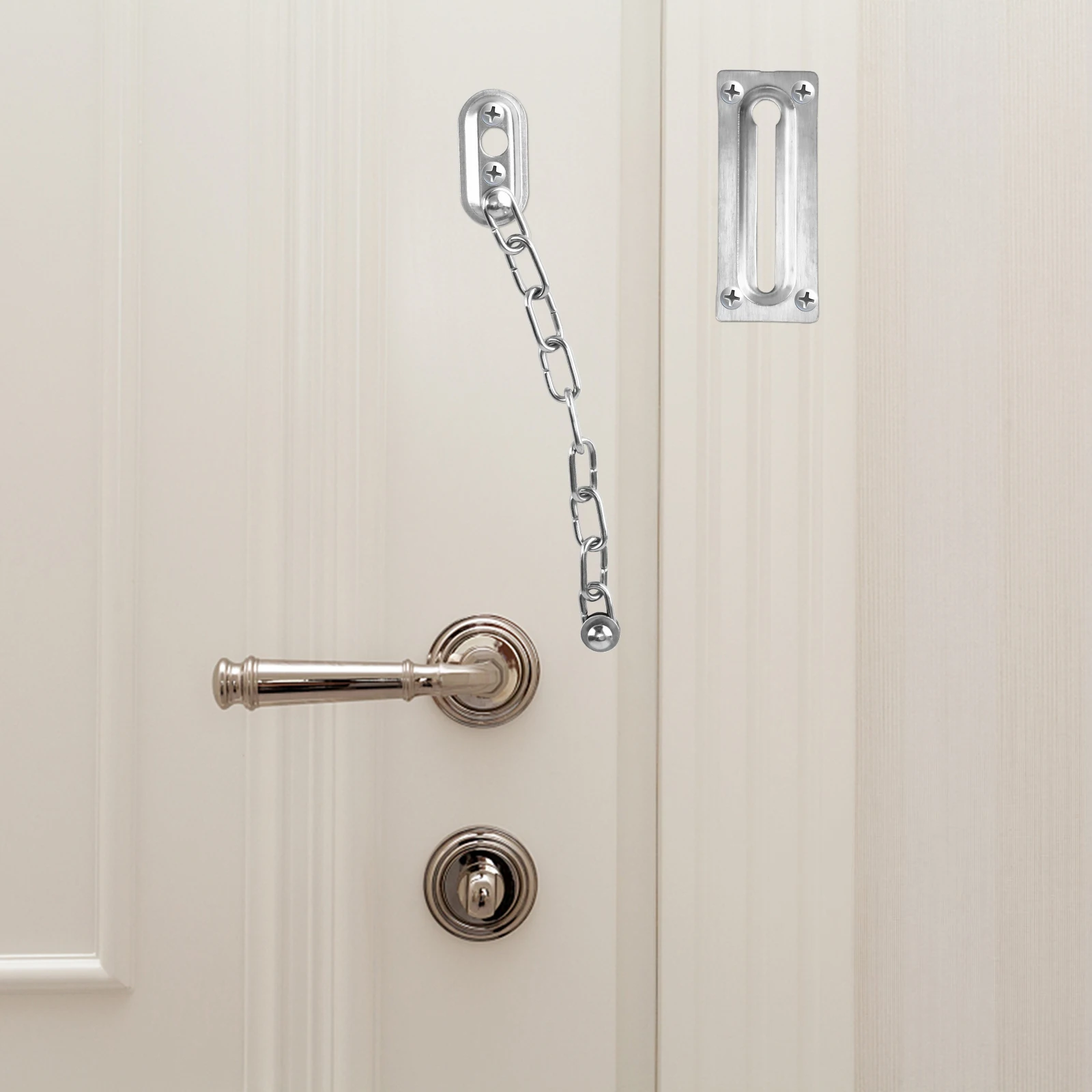 

2 Pcs Security Door Chain Heavy Duty Lock Inner Chains Internal Stainless Steel