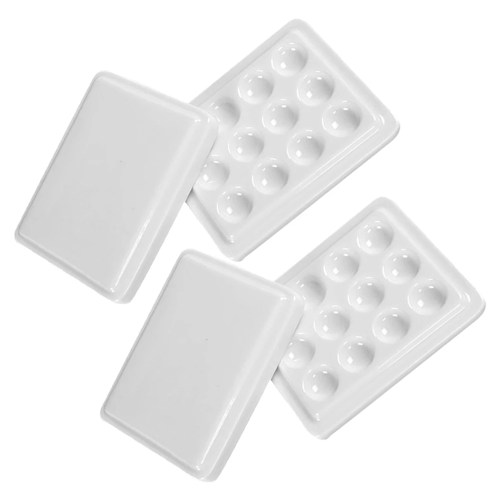 

2Pcs Portable Watercolor Palette Box With Lid 12-Well Plastic Paint Tray For Artists Mixing Acrylic Watercolor Gouache