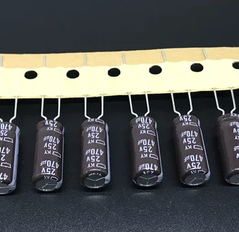 10 個 470 uf 25 v 日本 ncc ky シリーズ 8 × 20 ミリメートル低インピーダンス esr 長寿命 25V470uF アルミ電解コンデンサ