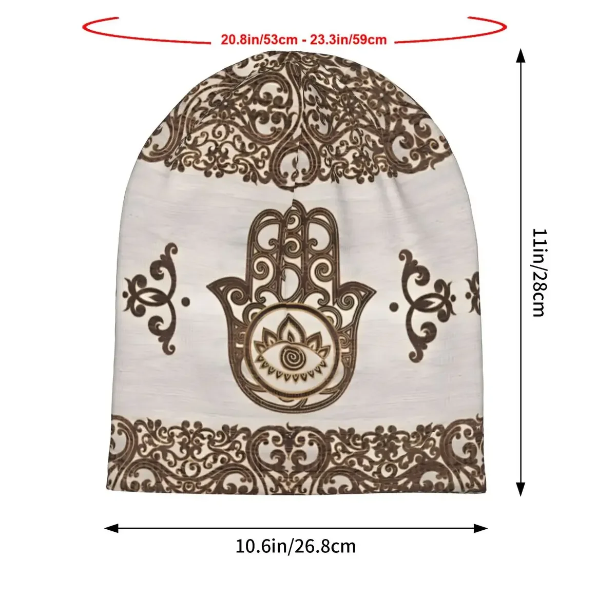 Skullies Beanies Caps Hamsa Hand Hand Of Fatima Wooden Bonnet Hats Men Hip Hop Ski Cap